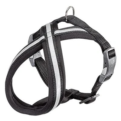 Image of Ferplast Dog Harness DAYTONA CROSS, Small in Nylon, Padded, Reflective and Adjustable. With Magnetic Buckle. Black