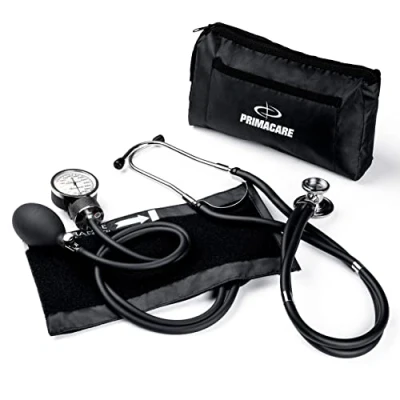 Image of Primacare DS 9181 BK Professional Aneroid Sphygmomanometer and Sprague Rappaport Stethoscope, Manual Blood Pressure Kit with Cuff Carrying Case, Black