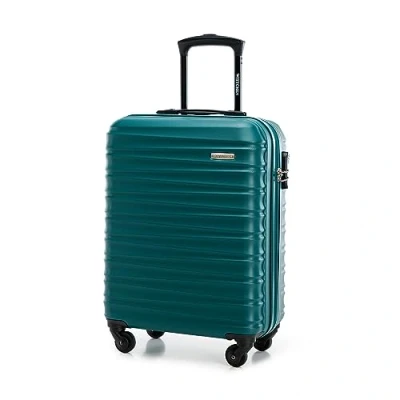Image of WITTCHEN Travel Suitcase Carry On Cabin Luggage Hardshell Made of ABS with 4 Spinner Wheels Combination Lock Telescopic Handle Groove Line Size Green