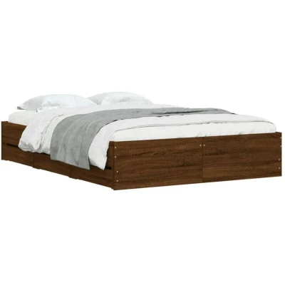 Image of vidaXL Bed Frame with Drawers without Mattress Brown Oak 120x200 cm