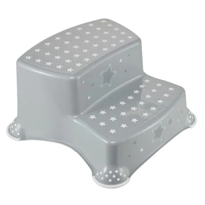 Image of keeeper Stars Step Stool, Two Tier, For 18 months to 10 years, Anti Slip Design, Igor, Grey