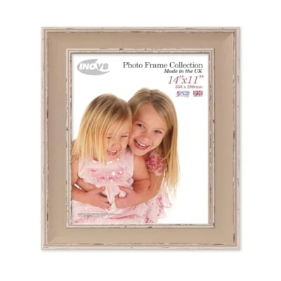 Image of Inov8 Framing British Made Traditional Picture/Photo Frame, Large Washed Soft Stone, 14x11 inch