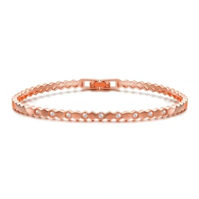 Image of Philip Jones Rose Gold Plated Honeycomb Bangle Created with Zircondia® Crystals (7 Inch)