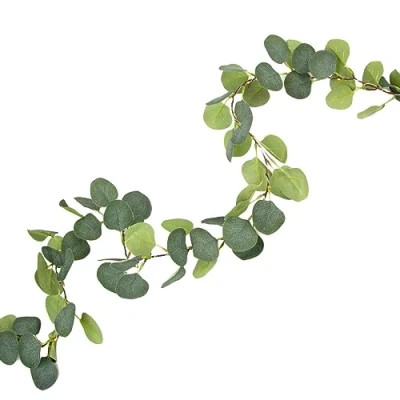 Image of Talking Tables ArtificiaLeaf String Fairy Lights Fake Eucalyptus Vine Green Leaves, Battery Operated, Green, 1.8m Length