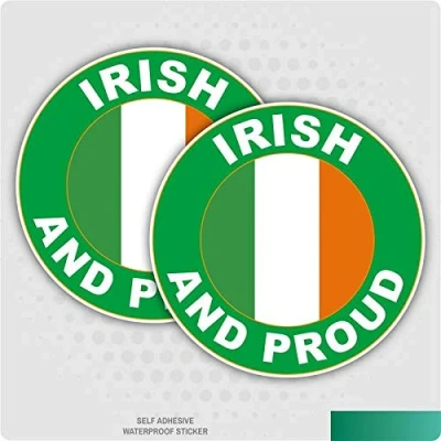 Image of Landing Designs 2 x Irish and Proud Flag Car Van Lorry Vinyl Self Adhesive Stickers