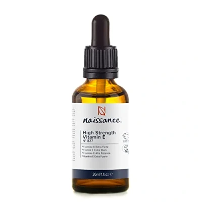 Image of Naissance High Strength Pure Vitamin E oil 29,500 IU 30ml Natural Antioxidant Plant Based Vegan Liquid Drops for Skin, Face, Body, Nails, DIY Beauty Blends