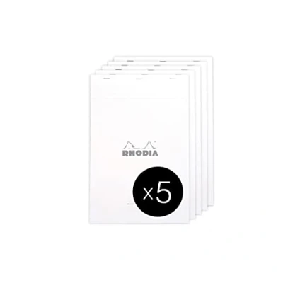 Image of RHODIA 19401C Stapled Notepad Meeting N19 White A4+ Pre Printed Date/Notes/Action 80 Detachable Sheets Clairefontaine Paper g/m² Pack of 5 pads