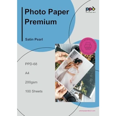 Image of PPD 100 Sheets A4 Inkjet Premium Satin Semi Gloss (Lustre) Photo Paper 200gsm Professional Photographer Grade Instant Dry Fade and Water Resistant (PPD 68 100)
