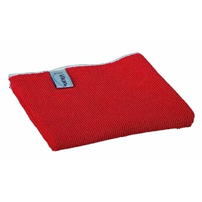 Image of Vikan 691134 Basic Microfibre Cloth, Red, 320mm Length, Width, 3mm Height, Pack of 5