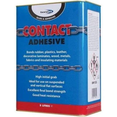 Image of Bond It Contact Adhesive Solvent Based High Grab Neoprene Glue 250ml/500ml/1/5L Bonding Cork leather rubber metals wood (5L)