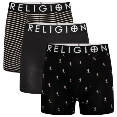 Image of Religion Mens &#039;RGN13&#039; Essential X Large 3 Pack Tag Free Cotton Boxer Shorts (XL, Assorted)