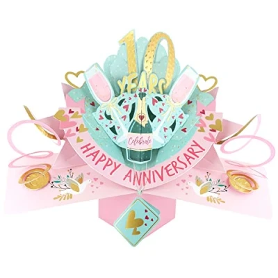 Image of 10 Years Happy 10th Anniversary Pop Up Greeting Card Love Kate&#039;s 3D Cards POP216MC10
