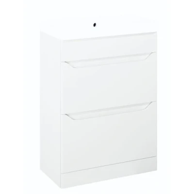 Image of Iflo Jalon 2 Drawer Floor Standing Base Unit 600mm (W) X 330mm (D) 800mm (H) White Matt