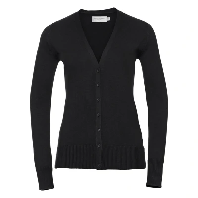 Image of Russell Athletic Collection Womens/Ladies Deep V Cardigan (Black) Size X Large
