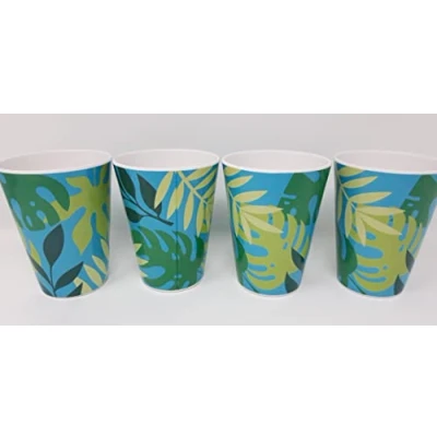 Image of 325ml Melamine Tumblers Camping Home Outdoor Dining (Set of 4 Tumblers) (Tropical)