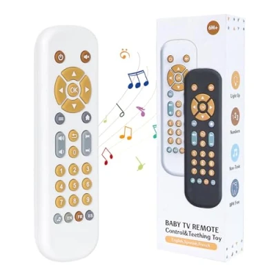 Image of Orzbow Baby TV Remote Toy, Multilingual Musical Toys with Number Teaching, Toddler Sounds, Sensory Gift For 6 To 12 Months