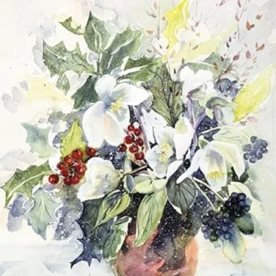 Image of GBCC The Archive Collection Pack of 6 Artistic Charity Christmas Cards &#039;Festive Foliage&#039; 1 Illustrated Design From Great British Card, multi, 141 x mm