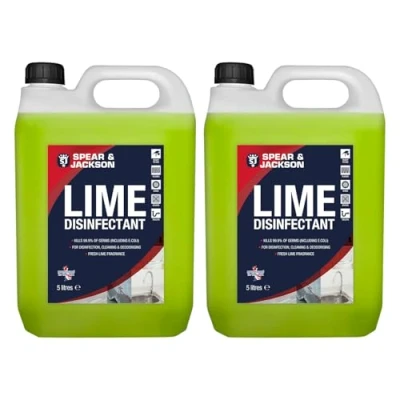 Image of Spear &amp; Jackson Lime Disinfectant and Cleaner, 2 x 5 Litres, Kills 99.9% of germs, Fresh Fragrance