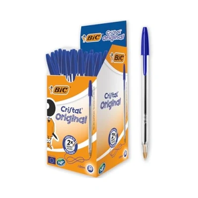 Image of BIC Cristal Original Ball Point Pen Pack of 50 Pens Medium (1.0 mm) Blue Ink