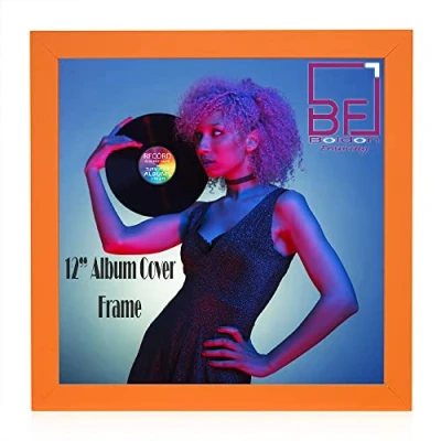 Image of Vinyl Frame Wall Album Art Display for LP 12&quot; Record Cover Sleeve Black (Orange)