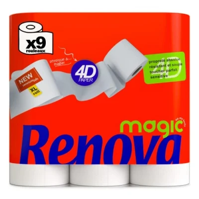 Image of Renova Magic Toilet Paper 9 Rolls 2 ply White