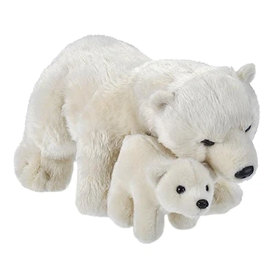 Image of Wild Republic 19441 Mom and Baby Polar Bear Plush Stuffed Animal, Toy,White