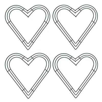 Image of æ— 4Pack Heart Wire Wreath Frame, 8 inch shaped Form Green Making Rings, Christmas Holiday Metal Ring for DIY Floral Arrangements Crafts