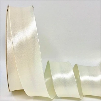 Image of Ivory Byetsa Satin Fold 30mm Bias Binding on a 25m Roll