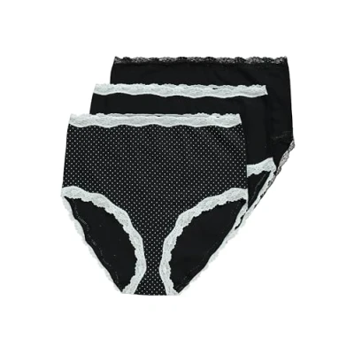Image of Ulla Popken Women&#039;s 3 Pieces, Maxi Letter, lace and dots 830465 Underwear, Black, 50 52