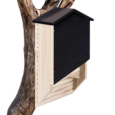 Image of Piomoner Outside Bat Box,Wood Outdoor Habitat Box House Wooden Decor, Shelter &amp; Nest for Hibernation in Patio