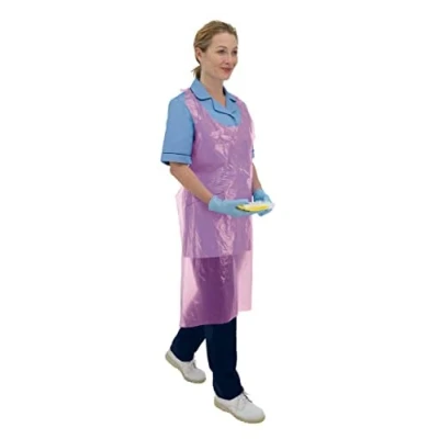 Image of Premier Disposable Polythene Aprons On A Roll, 69cm x 117cm, Pink, Pack of 200 (2830N)