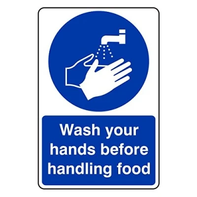 Image of 200mmx300mm Wash Your Hands Before Handling Food Catering Sign Rigid Plastic