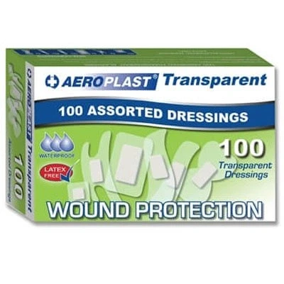 Image of Assorted Transparent Plasters Aeroplast (Box Of 100 Sterile wrapped plasters) be fully prepared for an incident at home or work
