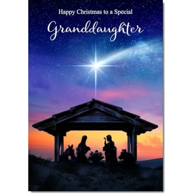 Image of doodlecards Granddaughter Christmas Card Nativity Scene Medium Size for with Plain Envelope