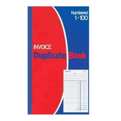 Image of Evrite Invoice Duplicate Book Numbered 1 100 with Index Sheet (210 x 127mm / 8.25 5 inches) Pack of 10 Books