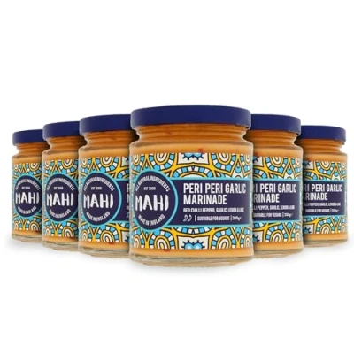 Image of MAHI Peri Garlic Marinade Sauce Pack of 6 Mild Heat, Perfect for BBQs &amp; Every Day, Gluten Free (GF) Vegan Sauce, (6 x 200g Jars)
