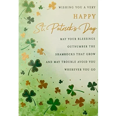 Image of Regal Publishing Happy St Patrick&#039;s Day Card Clover 7x5 inches