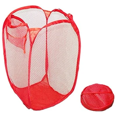 Image of Toysrex Foldable Pop Up Mesh Washing Laundry Basket Bag Bin Hamper Toy Tidy Storage Organiser Organizer (Red)
