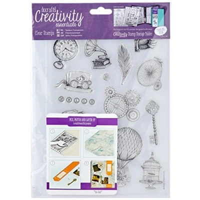 Image of Creativity Essentials&quot;Steampunk&quot; Stamp Set, Clear, A5, 16 Piece, 0.3 x 14.8 21 cm