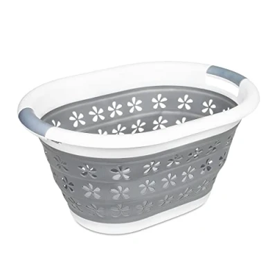 Image of ASAB Collapsible Floral Laundry Basket Clothes Organiser Kitchen Storage With Handles Space Saving Multi Purpose Bin Camping Picnic Portable Pop Up Baskets