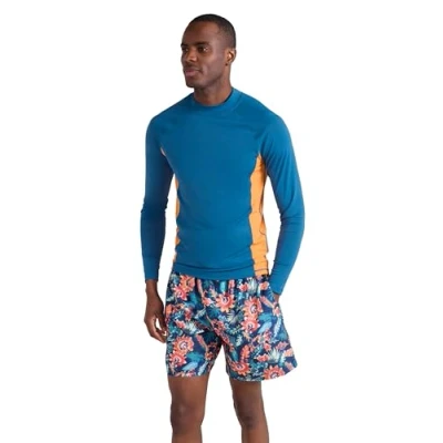Image of Mountain Warehouse Mens Long Sleeves Rash Vest Quick Drying Guard, Prevents Chafing, UPF50+ Sun Protection with Flat Seams for, Swimming &amp; Surfing Dark Teal 4XL