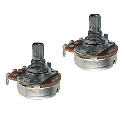 Image of FLEOR 2pcs Full Size B500K Linear Taper Potentiometer Guitar Tone Volume Control Pots with Bayonet L15mm Short Knurled Split Shaft