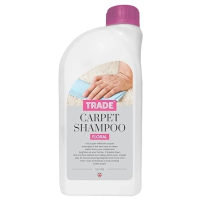 Image of Trade Super Effective Carpet Shampoo Floral Cleaner For Carpets, Wool Rugs, Upholstery &amp; Curtains Removes Stubborn Stains Compatible With Manual Machine Wash (1 Litre)