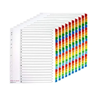 Image of Britten &amp; James Extra Wide File Index Dividers Alphabet 20 Part A Z [Pack of 10 Sets]