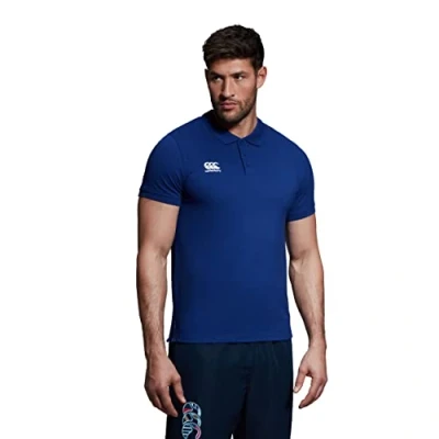 Image of Canterbury Men&#039;s Waimak Cotton Polo Shirt Rugby Casual Top For Long Lasting Comfort, Royal, XL