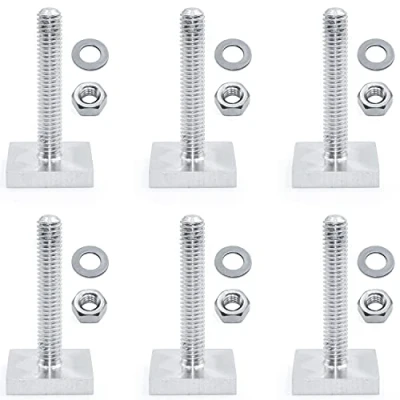 Image of QIQN T Track Adapter Bolts M6 x 35 mm slot Adaptor Roof Box Rack with Nuts and Washers for Machinery Equipment Pan Machine Screws Fasteners (Stainless Steel 6Pcs Kit 20 mm)