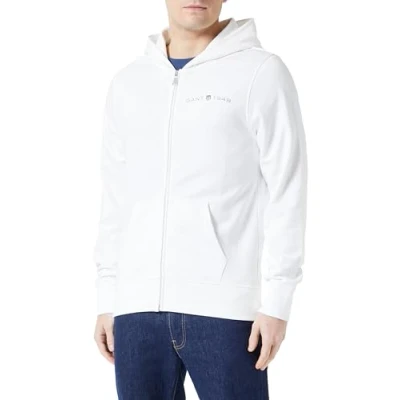 Image of GANT Printed Graphic FULL ZIP Hoodie Zipup sweatshirt, Men&#039;s, Size: Small, Offwhite