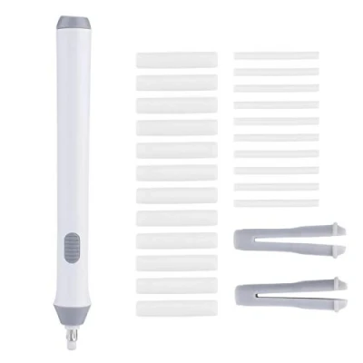 Image of Electric Eraser Kit, Akozon Drawing Eraser, Tenwin Battery Operated Automatic Portable Rubber Pencil with 22 Refills(White)