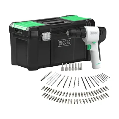 Image of BLACK+DECKER Reviva Drill Kit 12V with 80 PC Accessories 19&quot; Storage Eco Toolbox REVDD12ALTB GB 2 Years Warranty