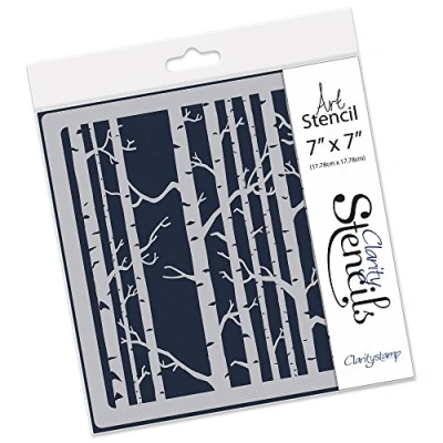 Image of Clarity Stencils Birch Tree Stencil 7&quot; x 7&quot;, (STE TR 00009 77)